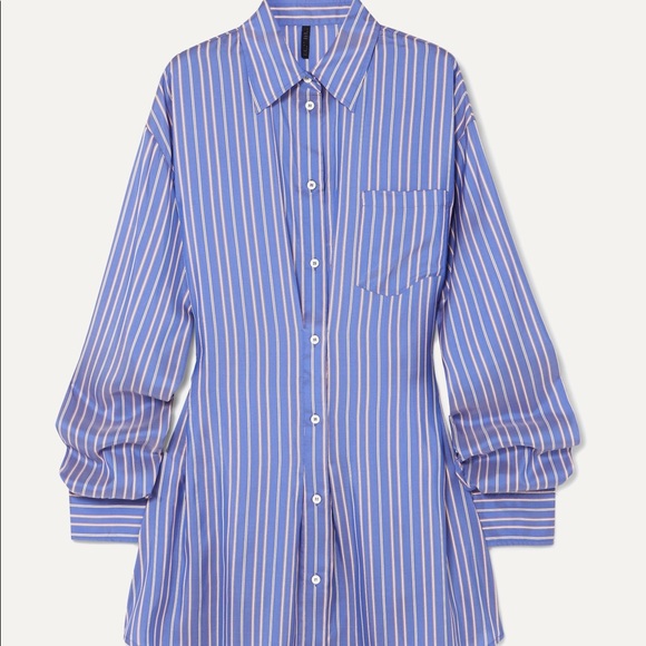 Unravel Project Stripe Silk Shirt Dress - Picture 3 of 7